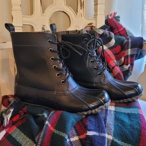 Black Leather Duck Boot - Sporto